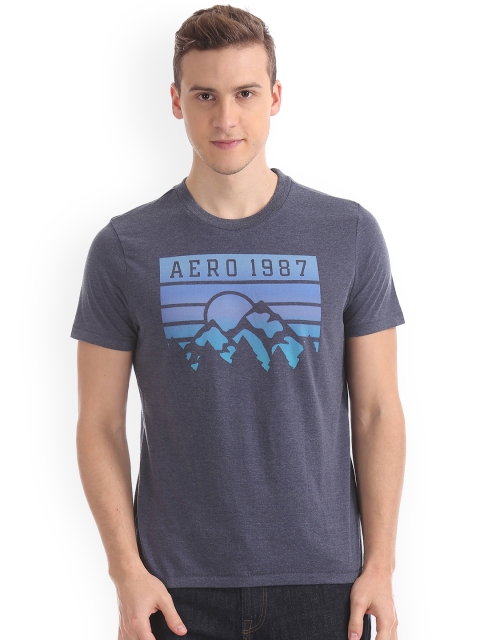 

Aeropostale Men Navy Blue Printed Round Neck T-shirt