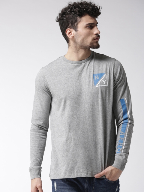 

Aeropostale Men Grey Melange Solid Round Neck T-shirt