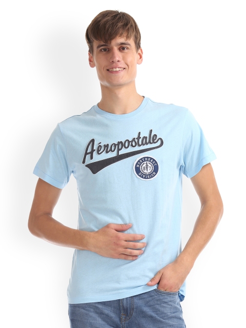 

Aeropostale Men Blue Printed Round Neck T-shirt