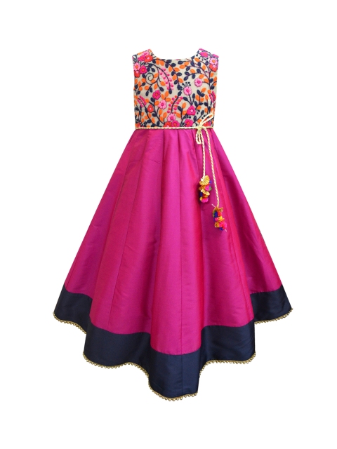 

A.T.U.N All Things Uber Nice Girls Fuchsia & Navy Blue Embroidered Anarkali Kurta
