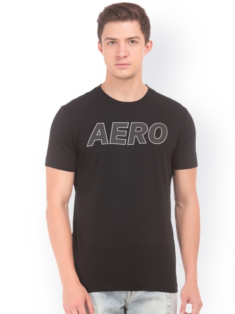 

Aeropostale Men Black Solid Round Neck T-shirt