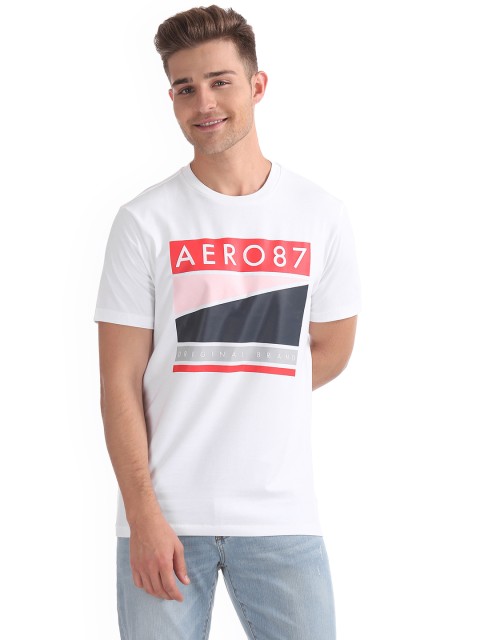 

Aeropostale Men White Printed Round Neck T-shirt