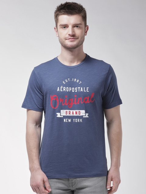 

Aeropostale Men Blue Printed Round Neck T-shirt