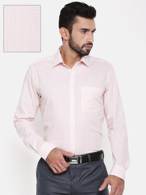 

Raymond Men Off-White & Orange Slim Fit Checked Formal Shirt
