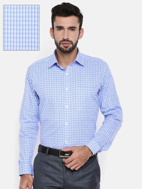 

Raymond Men Off-White & Blue Slim Fit Checked Formal Shirt