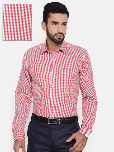 

Raymond Men Red & White Slim Fit Checked Formal Shirt