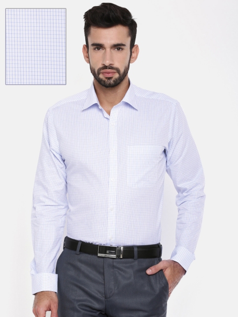 

Raymond Men Off-White & Blue Slim Fit Checked Formal Shirt