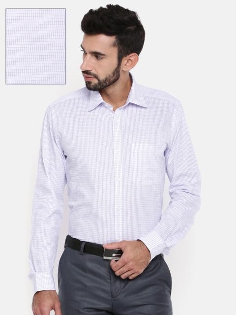 

Raymond Men Off-White & Purple Slim Fit Checked Formal Shirt