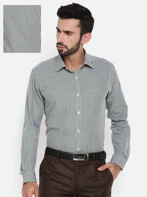 

Raymond Men White & Green Slim Fit Checked Formal Shirt