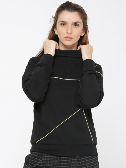 

ONLY Women Black Self-Design Pullover Sweatshirt