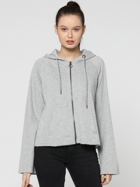 

ONLY Women Grey Melange Solid Hooded Sweatshirt