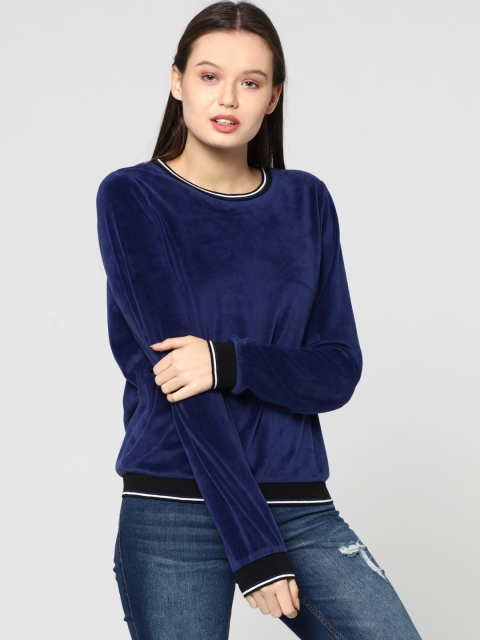 

ONLY Women Navy Blue Solid Pullover Sweatshirt