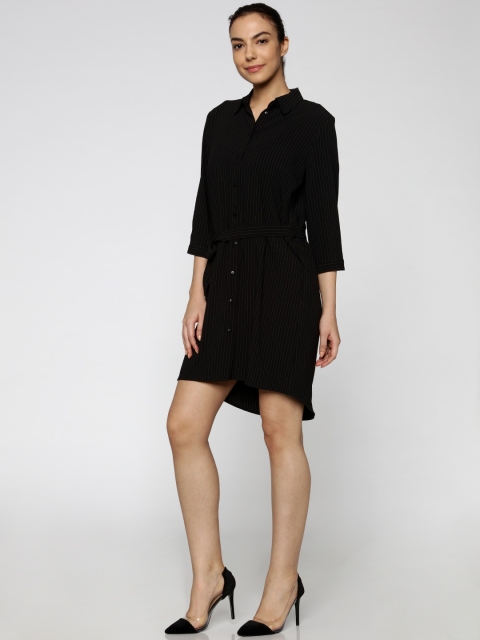 

ONLY Women Black Striped Shirt Dress