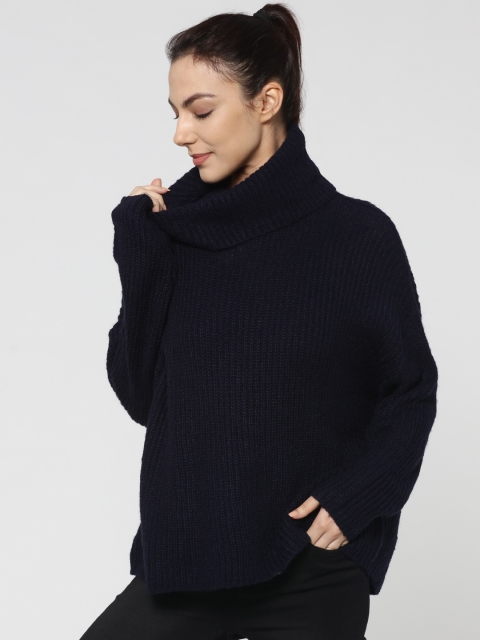 

ONLY Women Navy Blue Solid Knitted Pullover