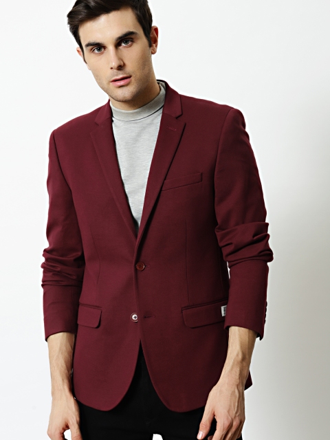 

Mr Bowerbird Burgundy Single-Breasted Tailored Fit Casual Blazer