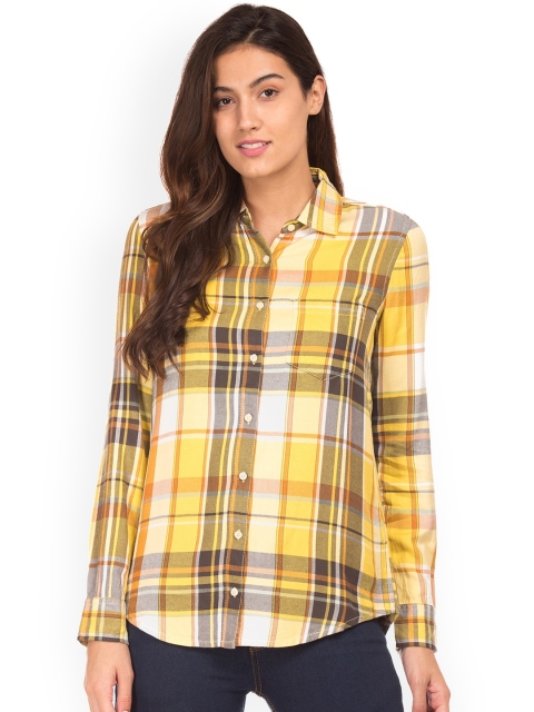 

Aeropostale Women Yellow Casual Shirt