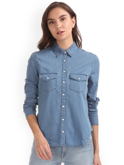 

Aeropostale Women Blue Casual Shirt