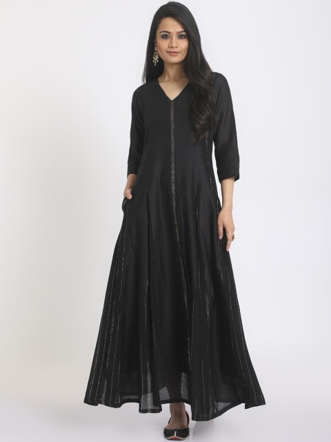 

trueBrowns Women Black Solid Maxi Dress