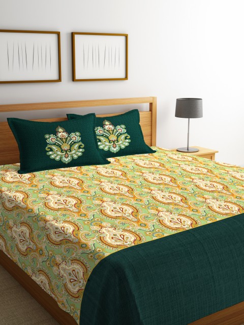 

Portico New York Multicoloured Printed Cotton Double Bed Sheet with Pillow Covers, Multi