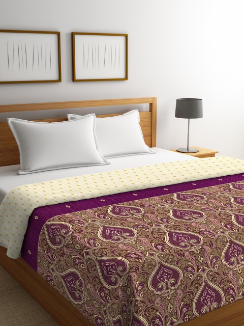 

Portico New York Purple & Beige Ethnic Motifs AC Room 120 GSM Double Bed Comforter