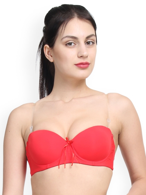 

Quttos Red Solid Underwired Lightly Padded Push-Up Bra QT-BR-20192