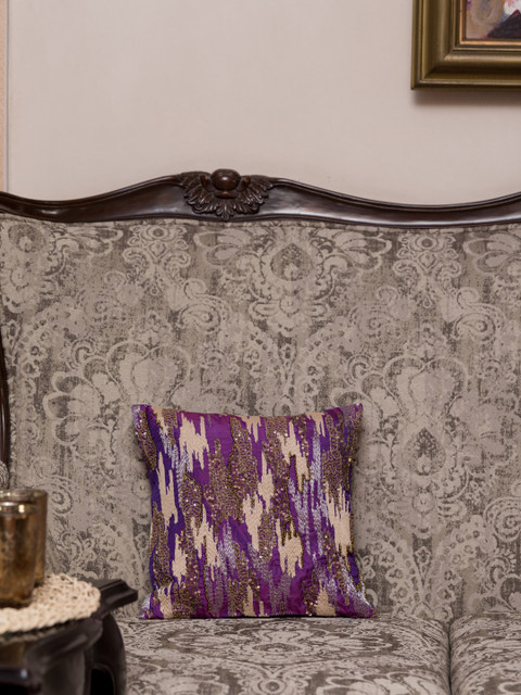 

THE CUSHION PROJECT Purple Single Ethnic Motifs Square Cushion Cover