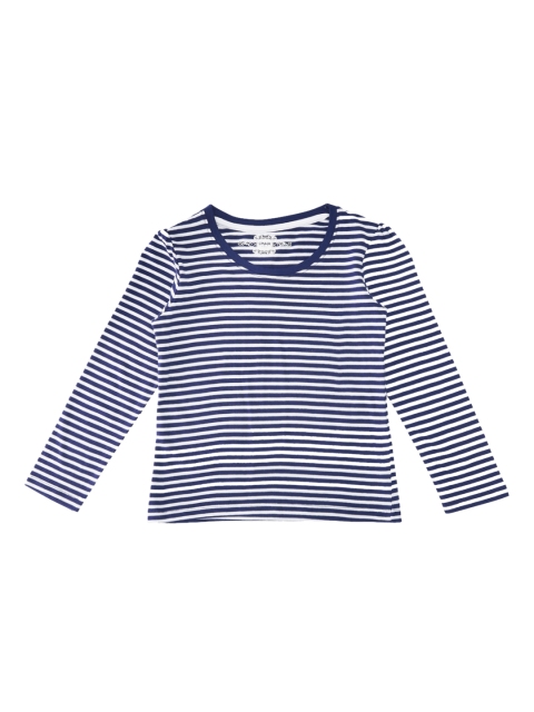 

CHALK by Pantaloons Girls Navy Blue Striped Round Neck T-shirt