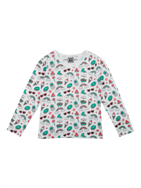 

CHALK by Pantaloons Girls White Printed Round Neck T-shirt