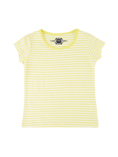 

CHALK by Pantaloons Girls Yellow Striped Round Neck T-shirt