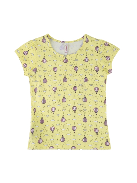 

CHALK by Pantaloons Girls Yellow Printed Round Neck T-shirt