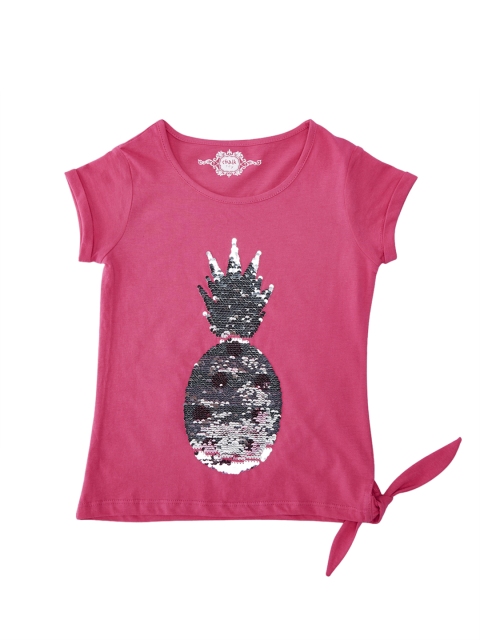 

CHALK by Pantaloons Girls Pink Printed Round Neck T-shirt