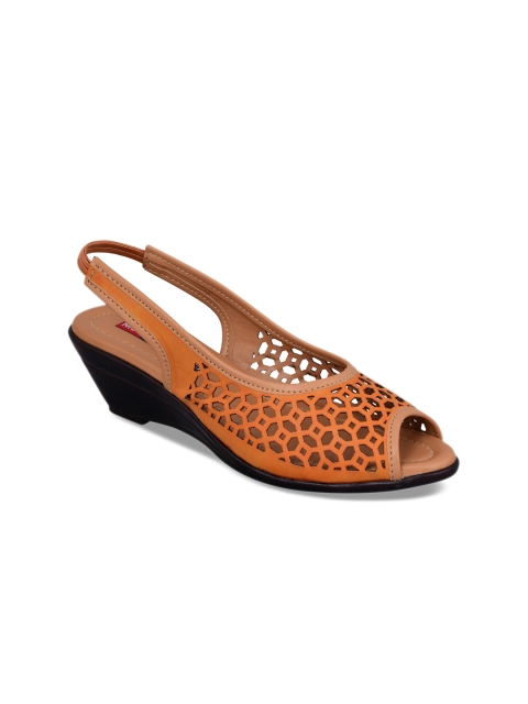 

MSC Women Orange Solid Peep Toes