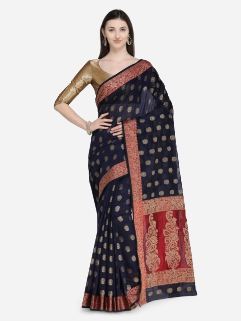 

Saree Swarg Navy Blue Woven Design Banarasi Saree