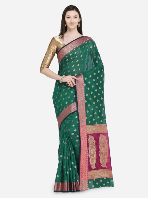 

Saree Swarg Green Printed Banarasi Saree