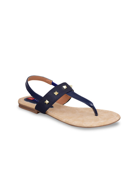 

MSC Women Blue Solid Synthetic T-Strap Flats