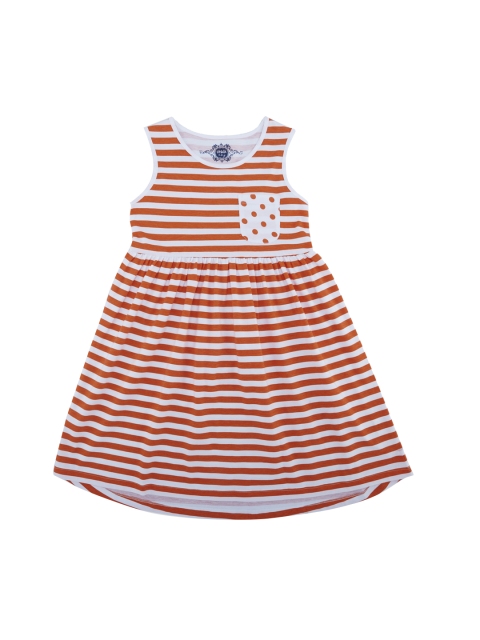

CHALK by Pantaloons Girls Orange Striped Empire Dress