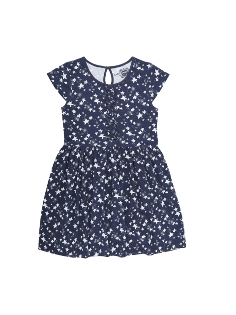 

CHALK by Pantaloons Girls Blue Printed Fit and Flare Dress