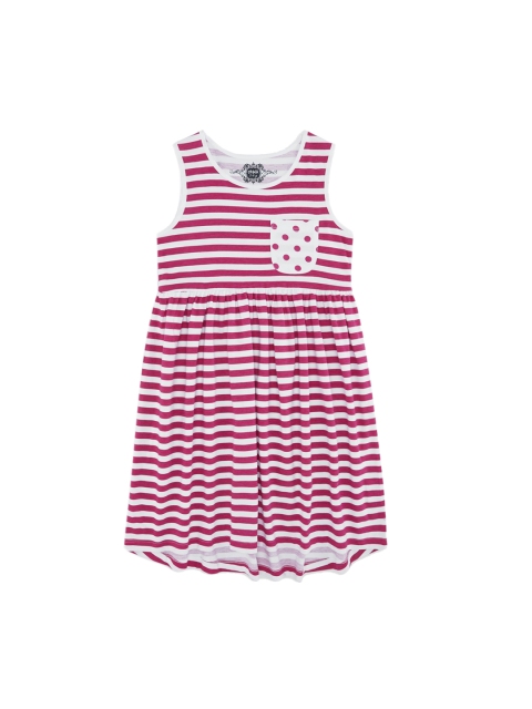 

CHALK by Pantaloons Girls Pink & White Striped Fit and Flare Dress