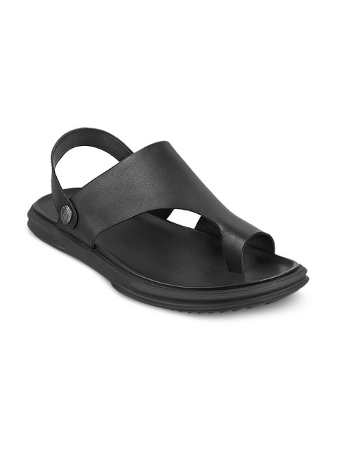 

J.FONTINI Men Black Comfort Leather Sandals