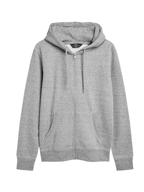 

next Men Grey Solid Hooded Sweatshirt