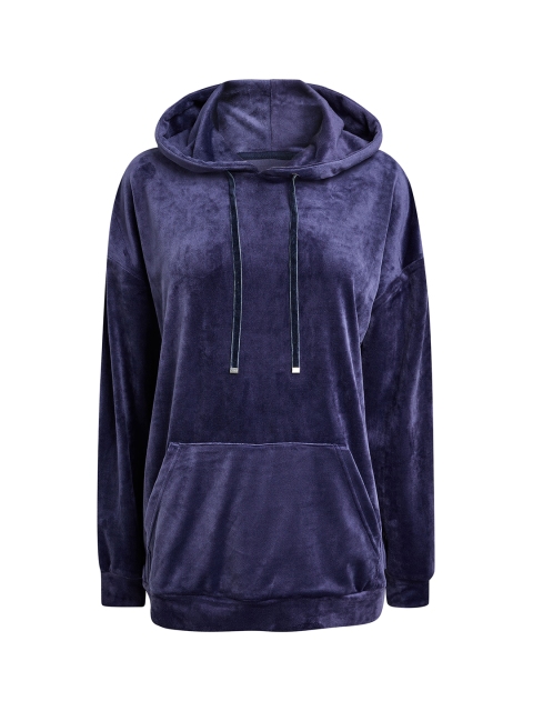 

next Women Navy Blue Solid Hooded Sweatshirt