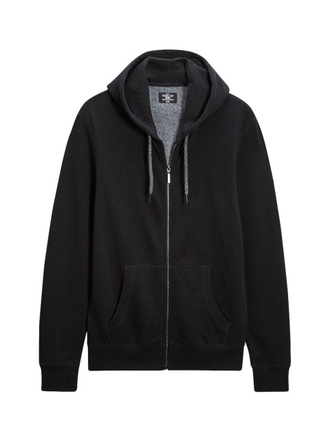 

next Men Black Solid Hooded Sweatshirt