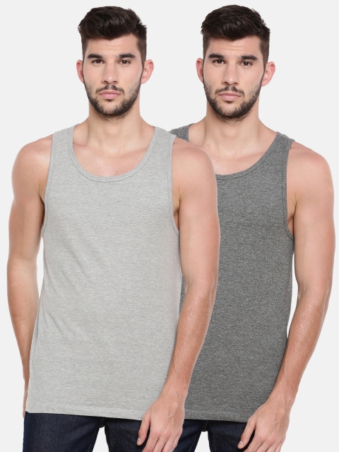 

Chennis Men Pack Of 2 Solid Scoop Neck T-shirts, Grey