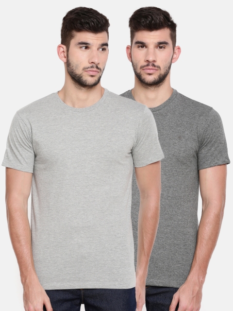 

Chennis Men Pack Of 2 Solid Round Neck T-shirts, Grey