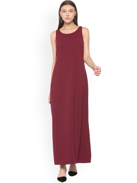 

Allen Solly Woman Maroon Solid Maxi Dress