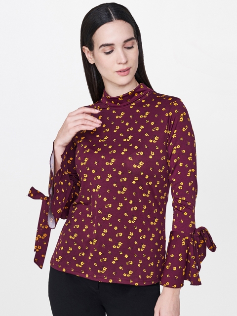 

AND Women Burgundy Printed Top
