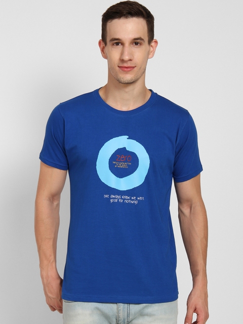 

Tantra Men Blue Printed Round Neck T-shirt