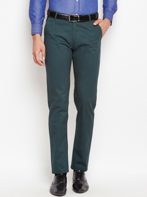 

Hancock Men Green Slim Fit Solid Regular Trousers