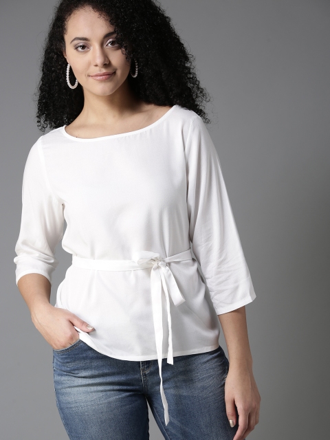 

HERE&NOW Women White Solid Top