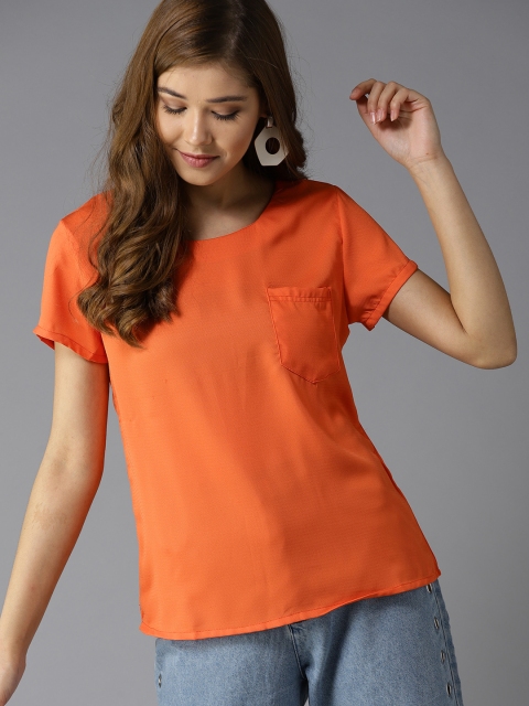 

HERE&NOW Women Orange Solid Top